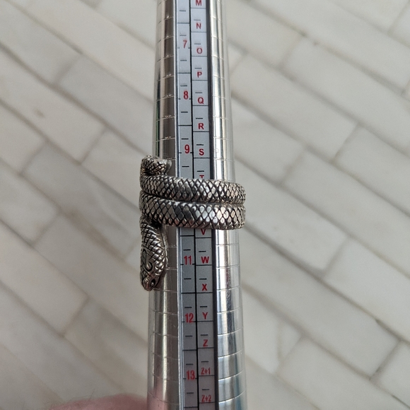 Men's Heavyweight Sterling Silver Snake Ring - Picture 5 of 7